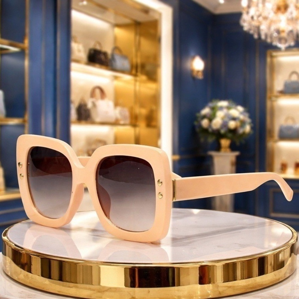 Sunglasses Women Taupe & Gold Oversized UV400 Protection